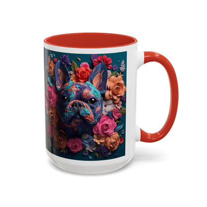 Floral French Bulldog Accent Coffee Mug - Colorful Dog Art 11/15oz