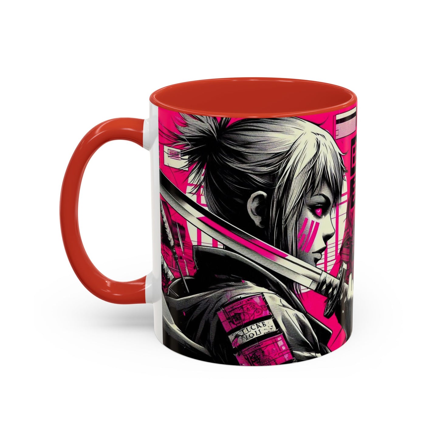 Neon Anime Samurai Mug | Accent Coffee Mug 11oz 15oz