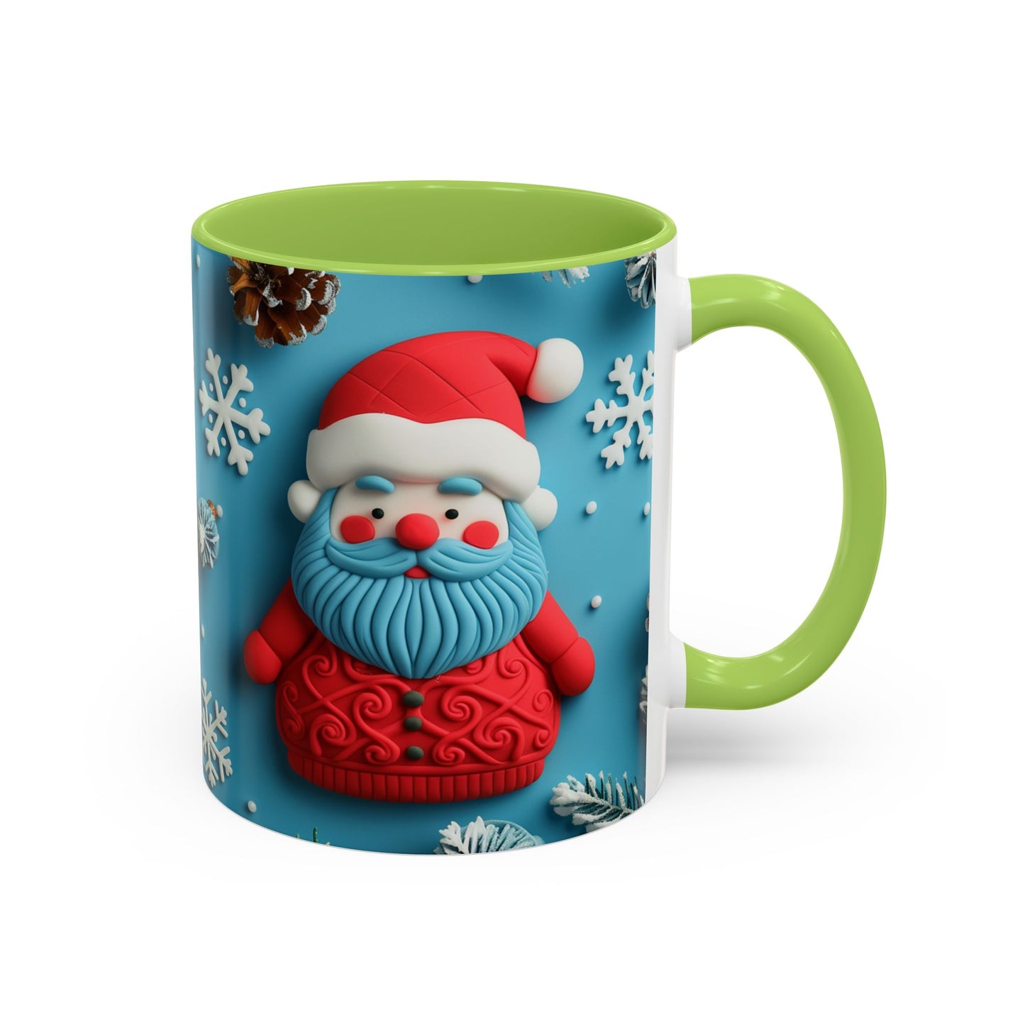 Blue Santa Claus Mug | Snowflakes Holiday Coffee Mug