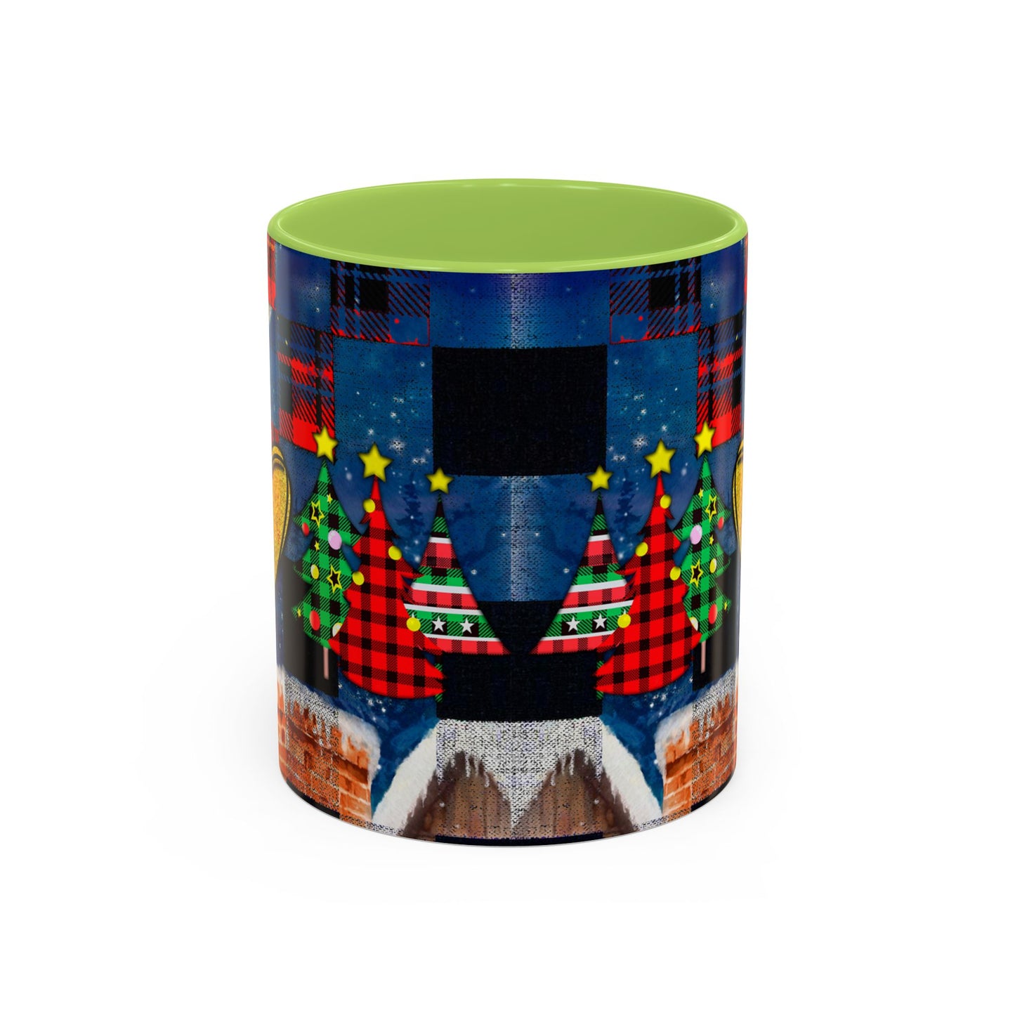 Plaid Christmas Trees Heart Mug | Accent Coffee Mug