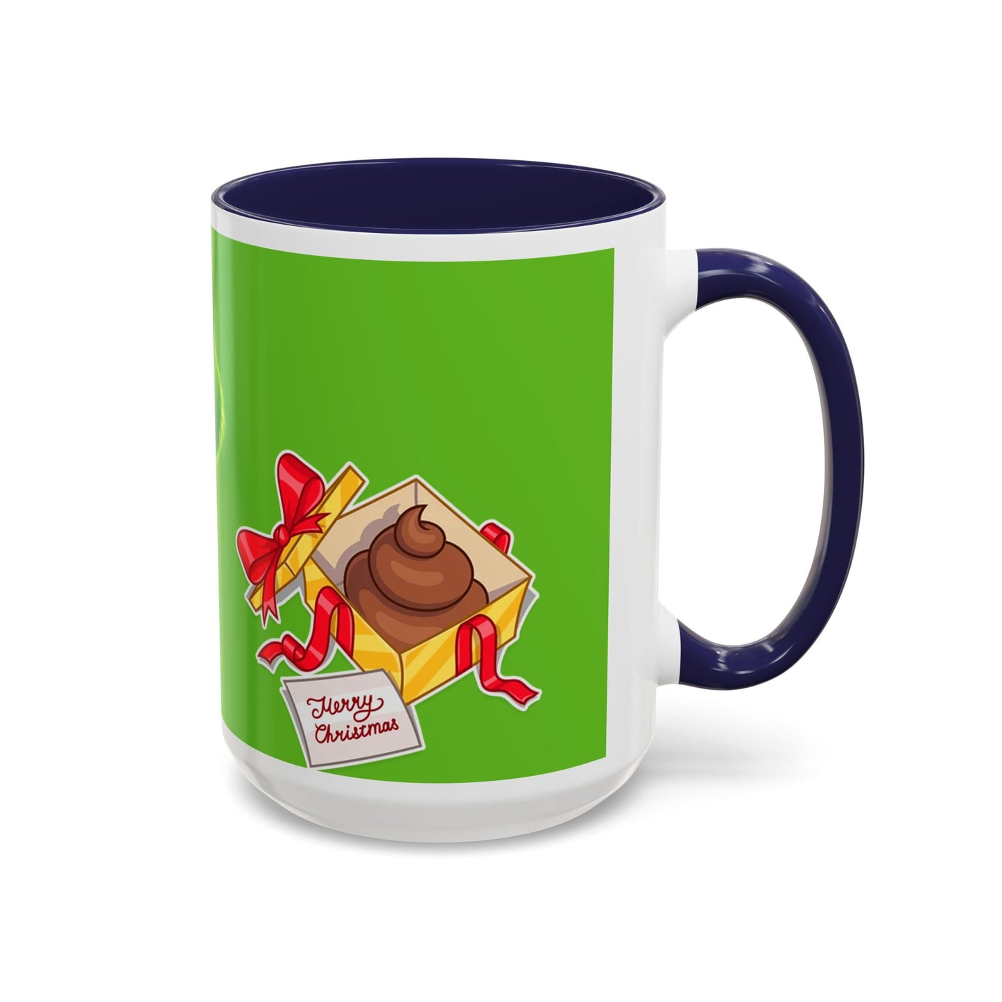 Grinch Character with Poop Present Mug | Accent Coffee Mug