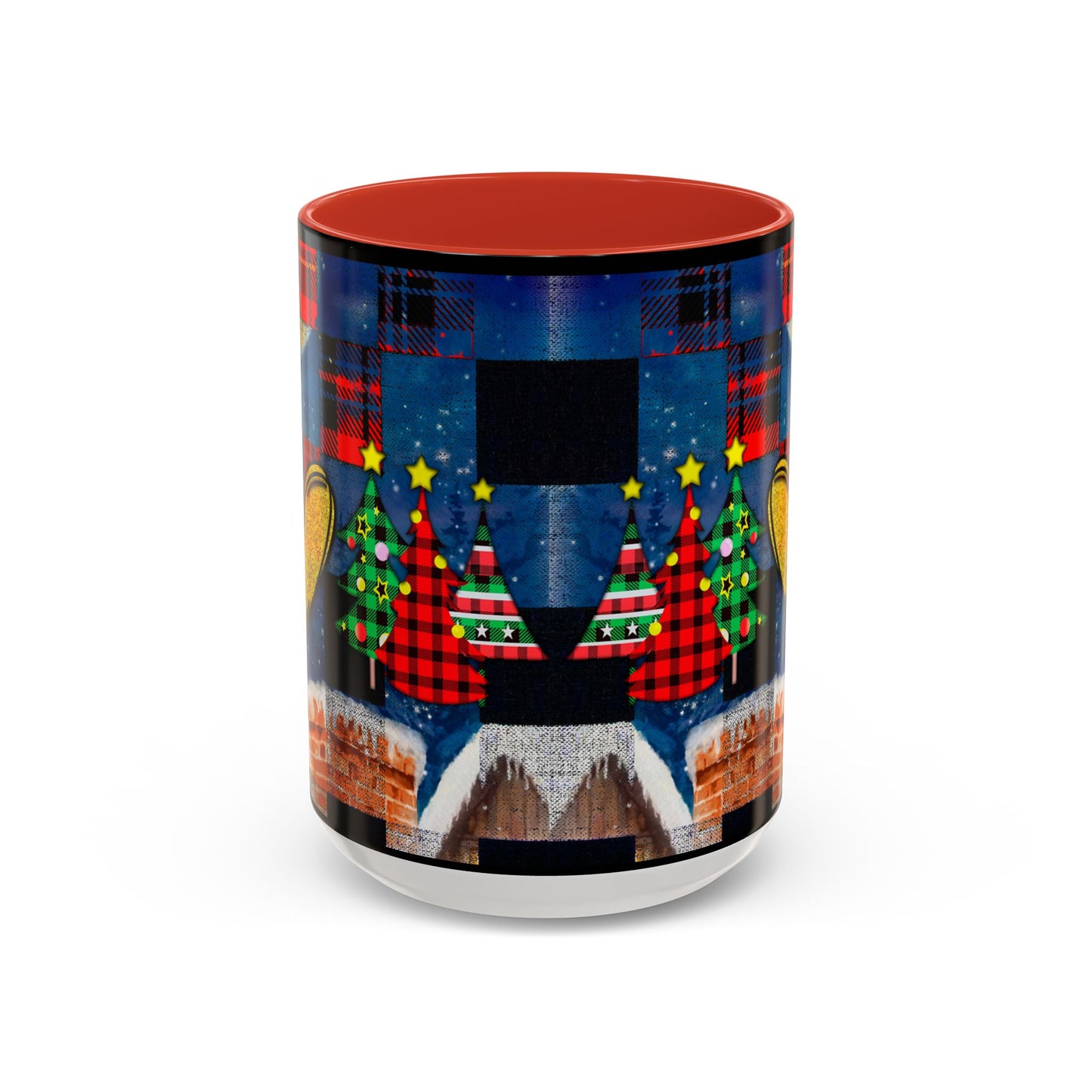 Plaid Christmas Trees Heart Mug | Accent Coffee Mug