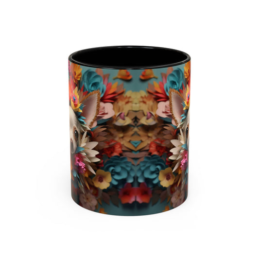 Chihuahua Floral Wreath Accent Coffee Mug Colorful Pet Lover Gift (11/15oz)