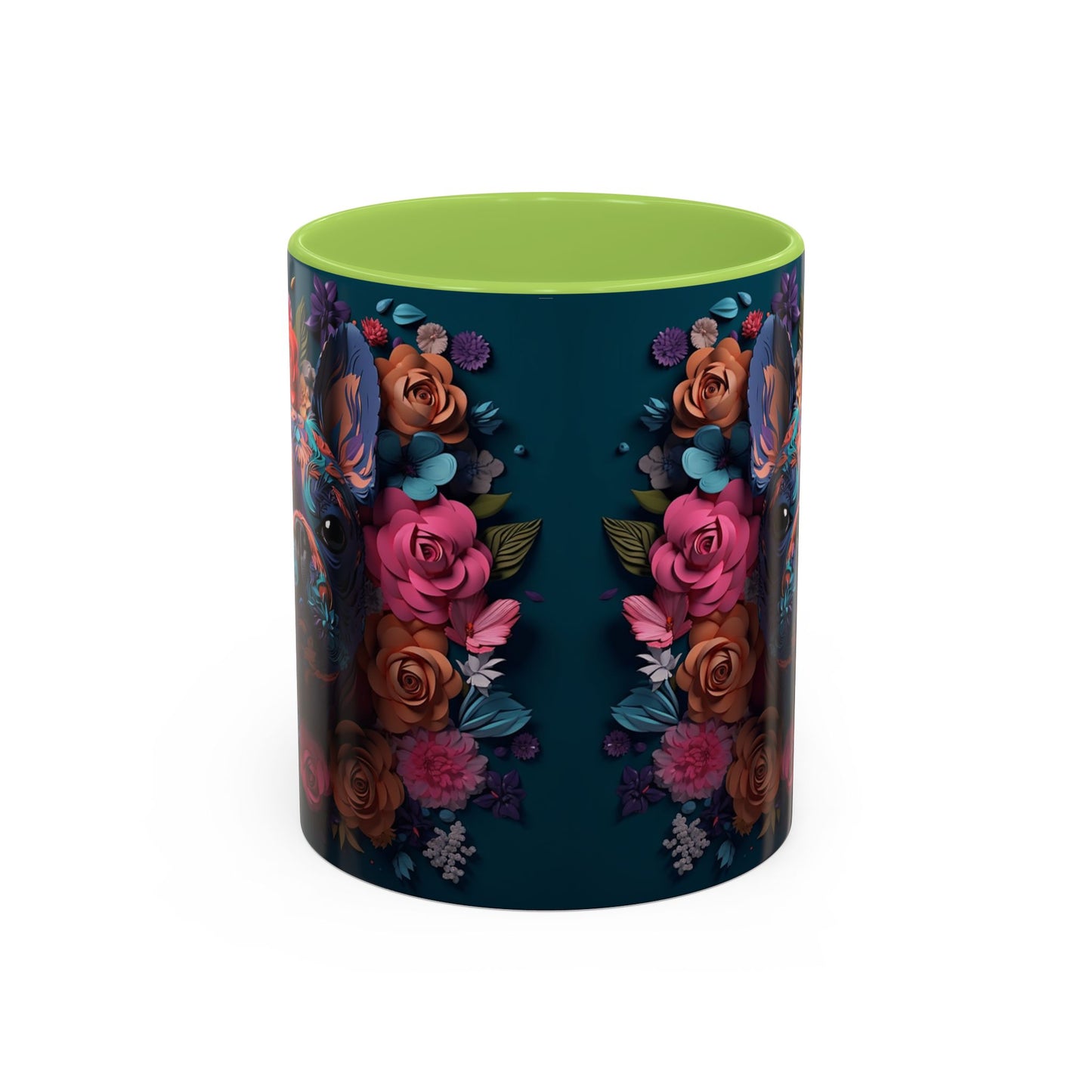 Floral French Bulldog Accent Coffee Mug - Colorful Dog Art 11/15oz