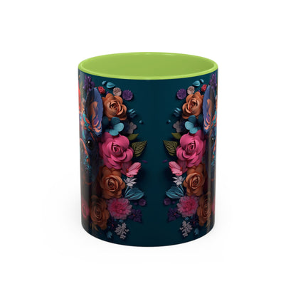 Floral French Bulldog Accent Coffee Mug - Colorful Dog Art 11/15oz