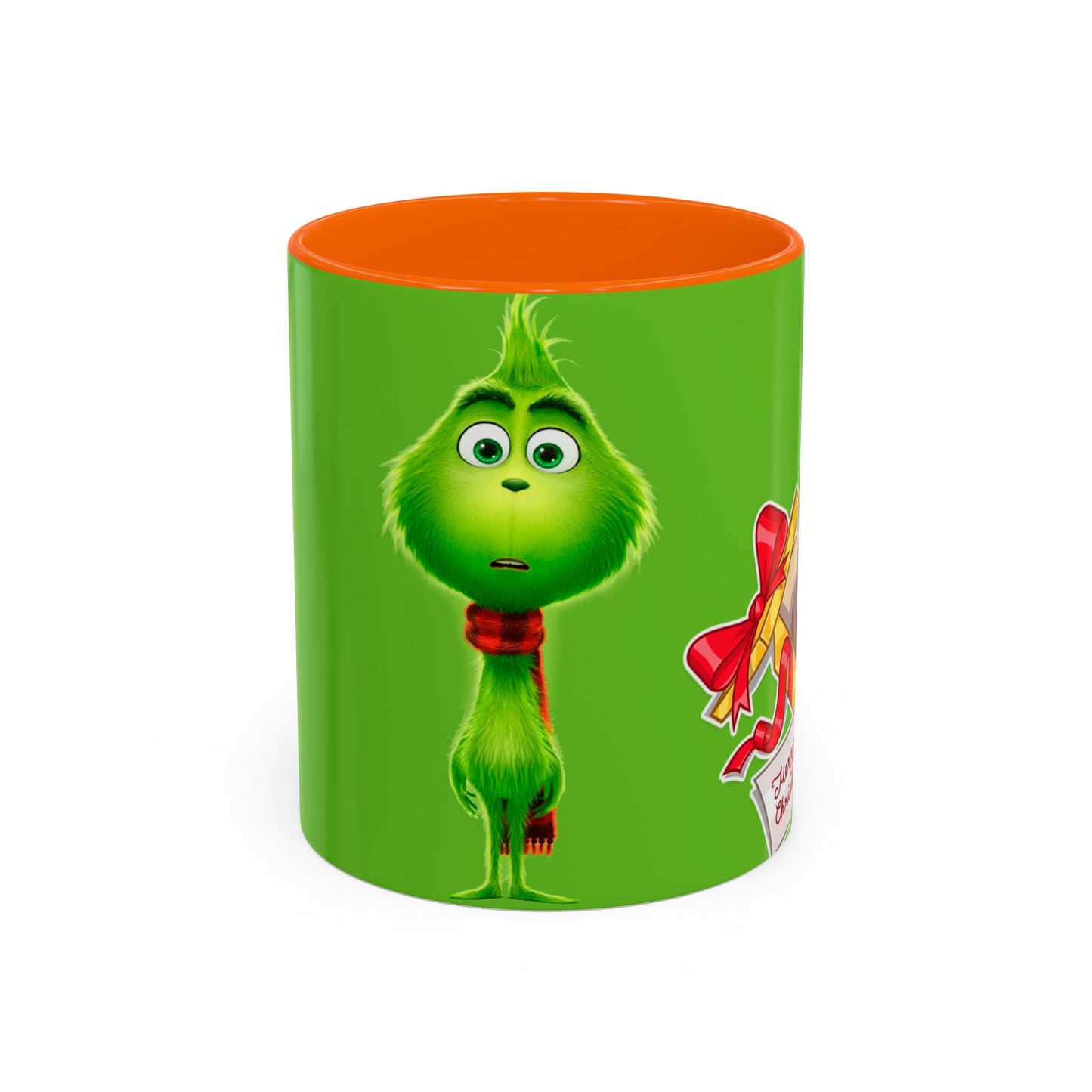 Grinch Character with Poop Present Mug | Accent Coffee Mug