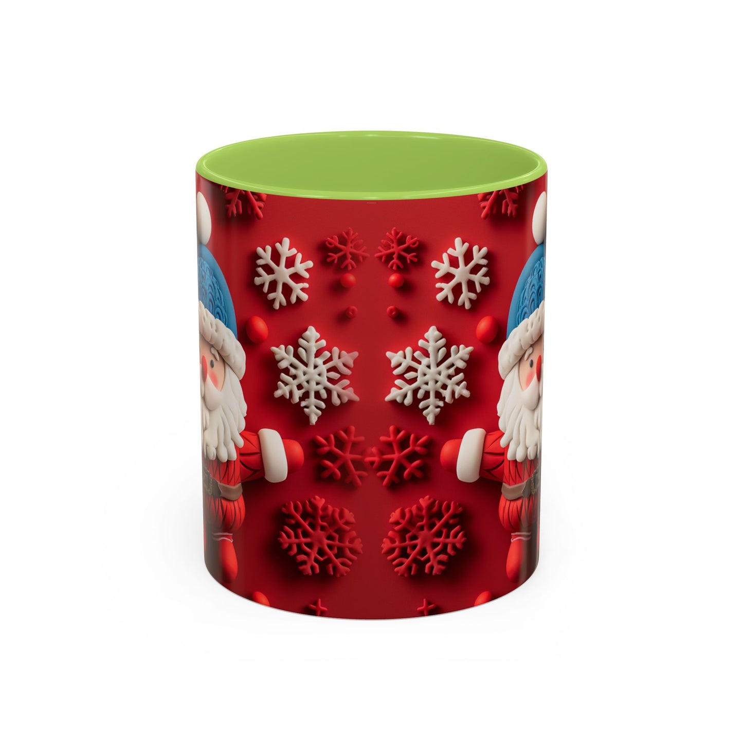 Santa Claus Pattern Mug | Red Snowflakes Christmas Coffee Cup
