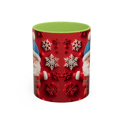 Santa Claus Pattern Mug | Red Snowflakes Christmas Coffee Cup