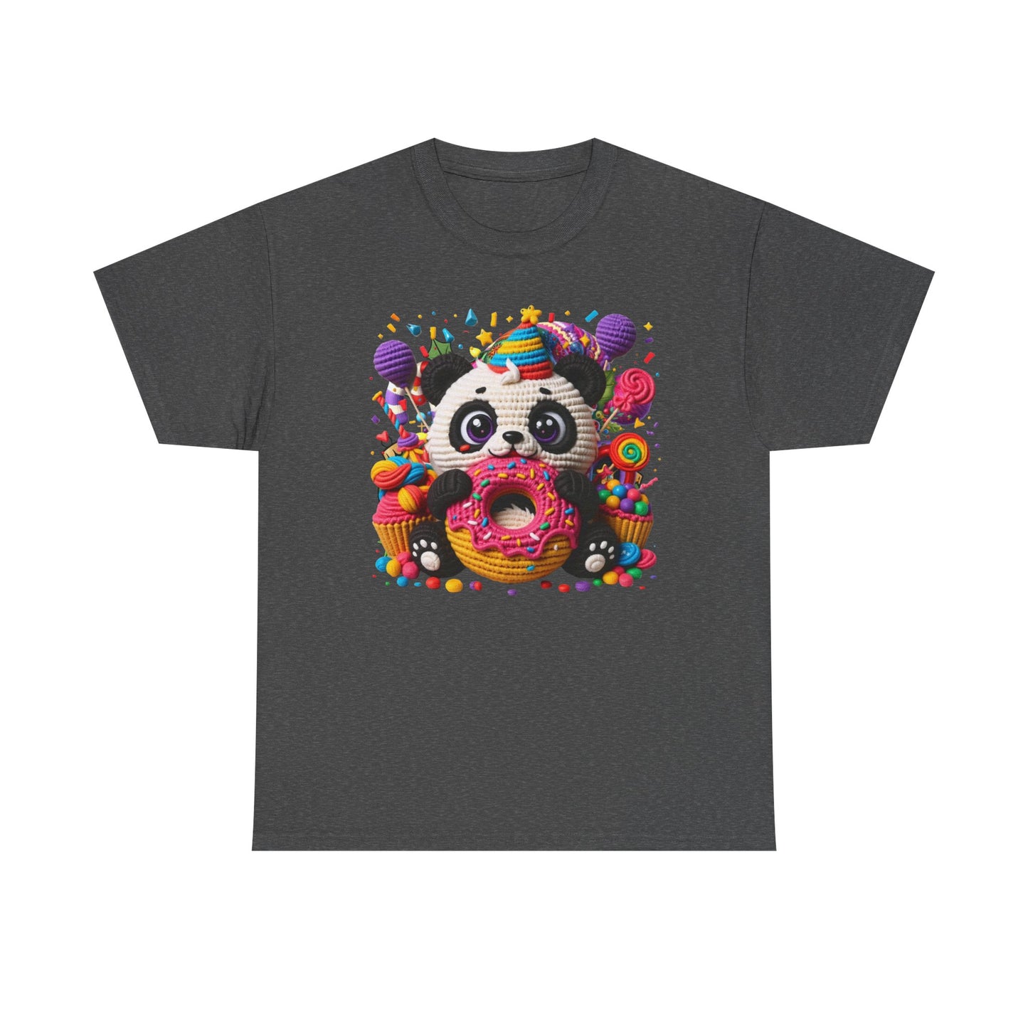 Cute Panda with Donut Tee | Colorful Candy Party Graphic