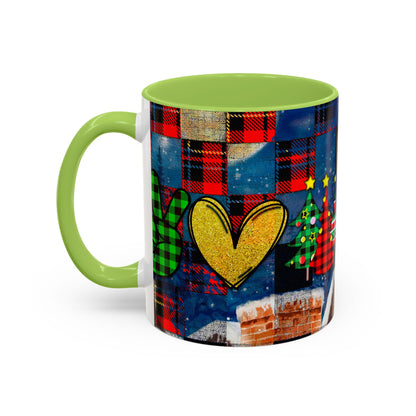 Plaid Christmas Trees Heart Mug | Accent Coffee Mug