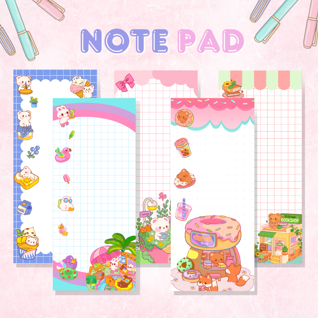 Kawaii Notepad | 50 Sheets (3.5in x 8.25 in)