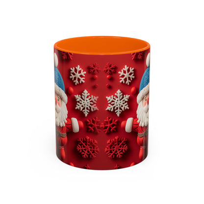 Santa Claus Pattern Mug | Red Snowflakes Christmas Coffee Cup