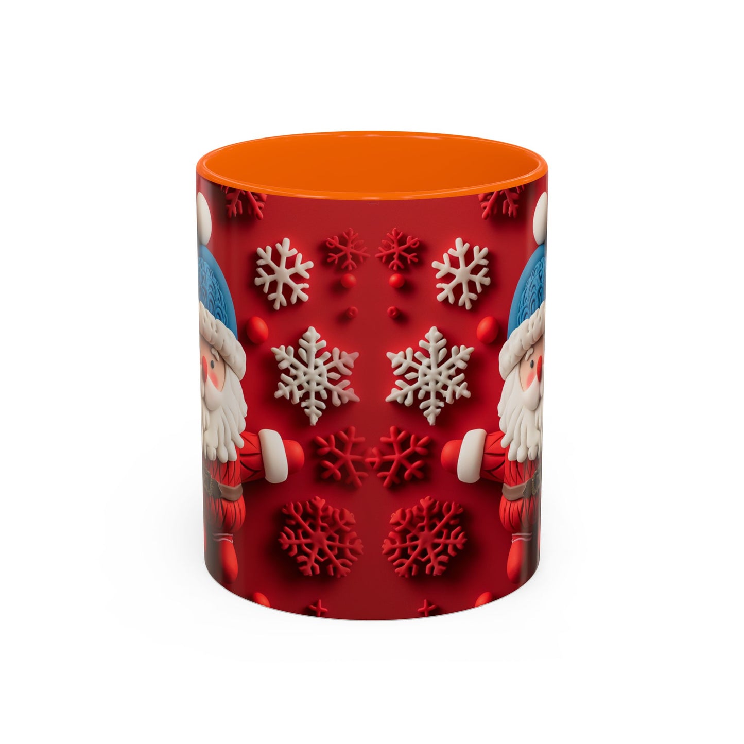 Santa Claus Pattern Mug | Red Snowflakes Christmas Coffee Cup