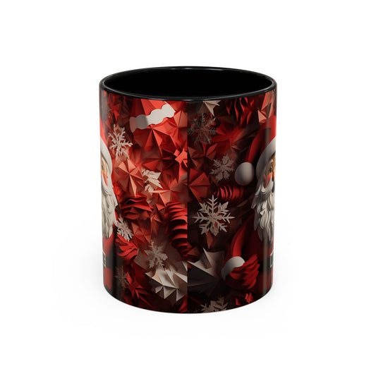 Santa Claus Mug | Christmas Santa Coffee Mug, Red Snowflake Holiday Ceramic