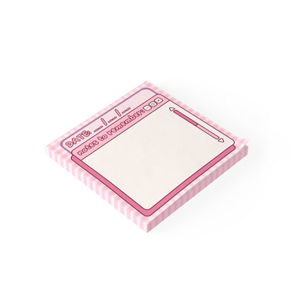 Pink Retro Desktop Sticky  Note Pad | Date Field, Notes to Remember