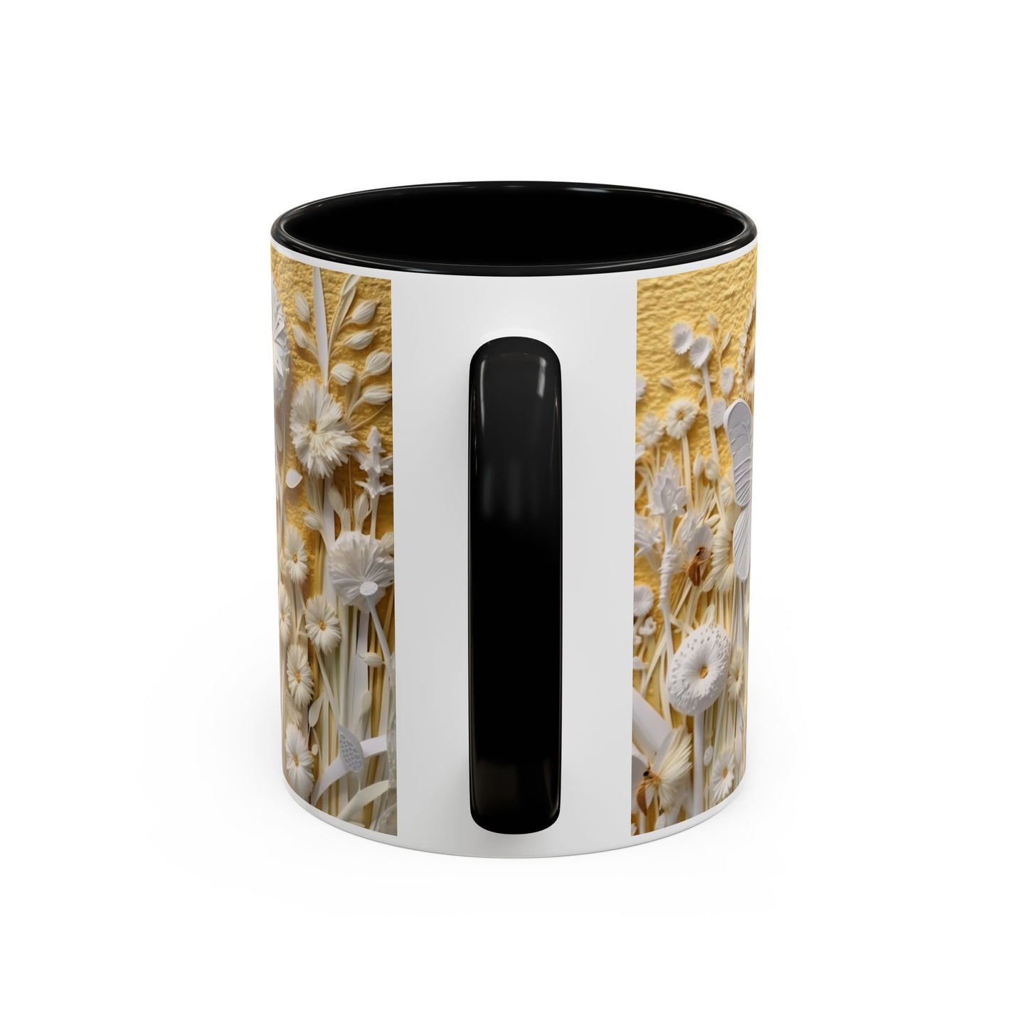 White Floral Relief with Butterflies Accent Mug | 11oz 15oz
