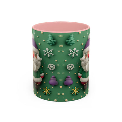 Whimsical Santa Pattern Accent Coffee Mug | Christmas Santa Snowflakes 11oz 15oz