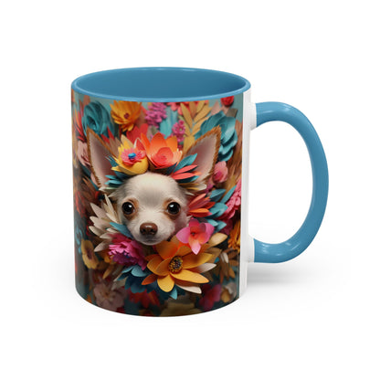 Chihuahua Floral Wreath Accent Coffee Mug — Colorful Pet Lover Gift (11/15oz)