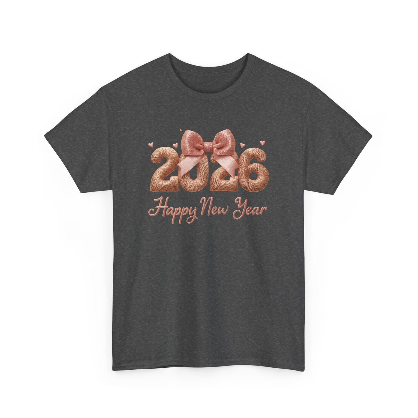 2026 Happy New Year T-Shirt — Rose Gold Balloon Numbers Graphic Tee