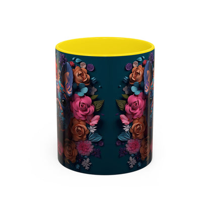 Floral French Bulldog Accent Coffee Mug - Colorful Dog Art 11/15oz