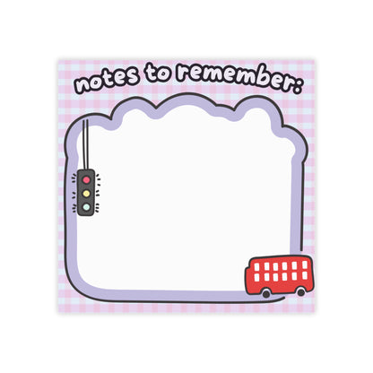 Notes to Remember Sticky Note Pad | Traffic Light & Double-Decker Bus