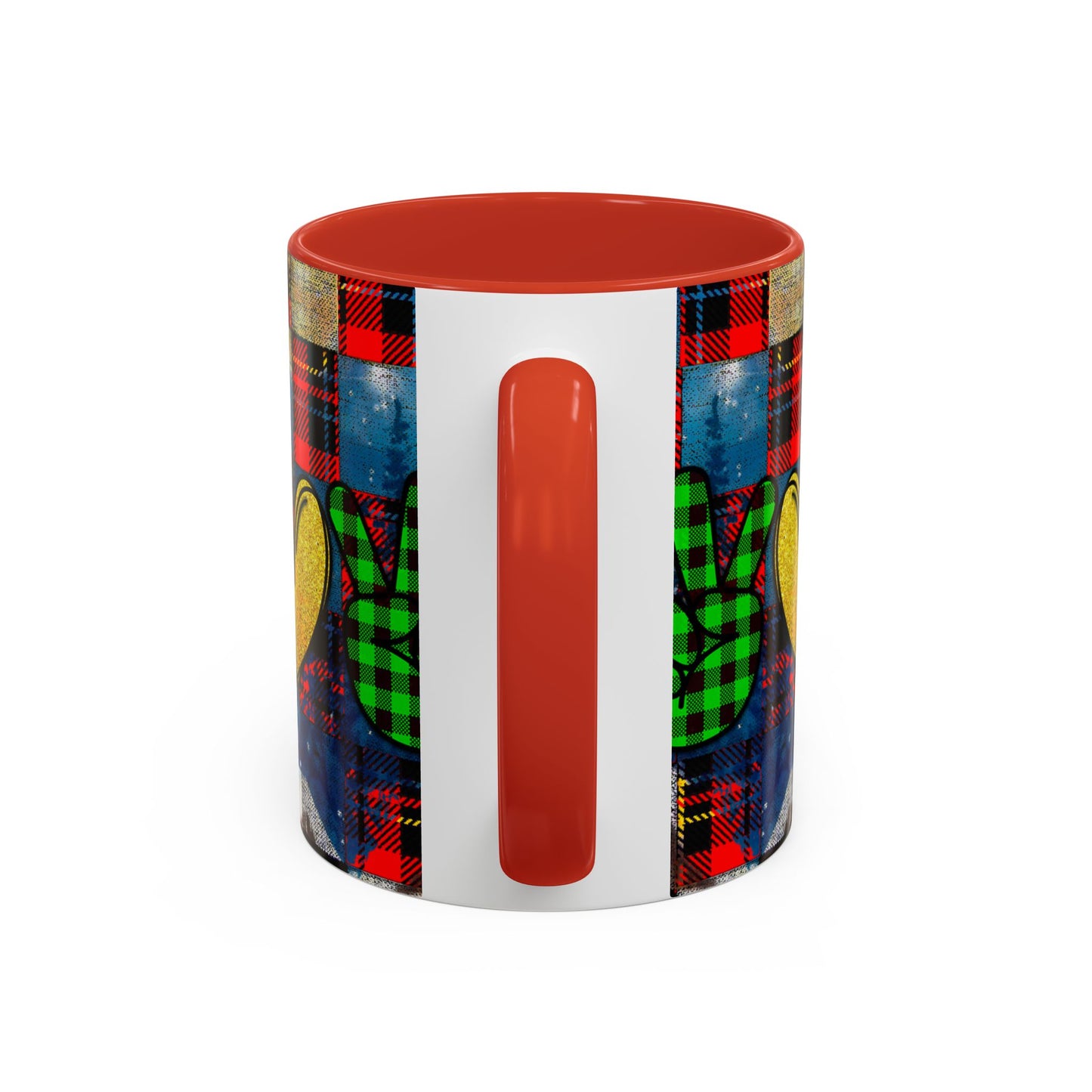 Plaid Christmas Trees Heart Mug | Accent Coffee Mug