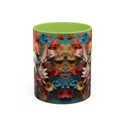 Chihuahua Floral Wreath Accent Coffee Mug — Colorful Pet Lover Gift (11/15oz)