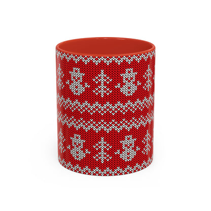 Snowman Knit Pattern Accent Mug | Christmas Holiday Coffee Cup