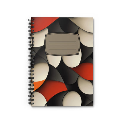 Abstract Retro Scales Spiral Notebook | Ruled Journal, Red Black Beige