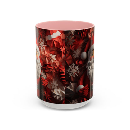 Santa Claus Mug | Christmas Santa Coffee Mug, Red Snowflake Holiday Ceramic