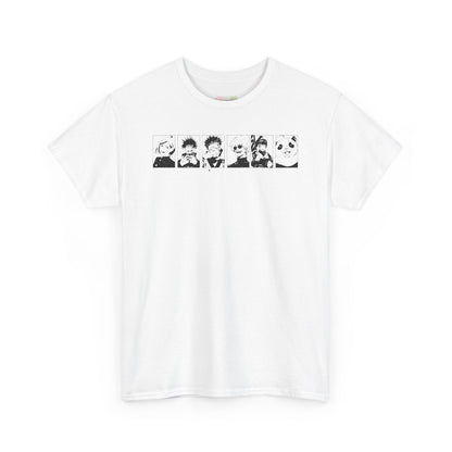 Retro Cartoon Faces Tee | Black Lineup Graphic T-Shirt
