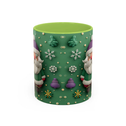 Whimsical Santa Pattern Accent Coffee Mug | Christmas Santa Snowflakes 11oz 15oz