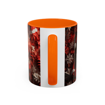 Santa Claus Mug | Christmas Santa Coffee Mug, Red Snowflake Holiday Ceramic