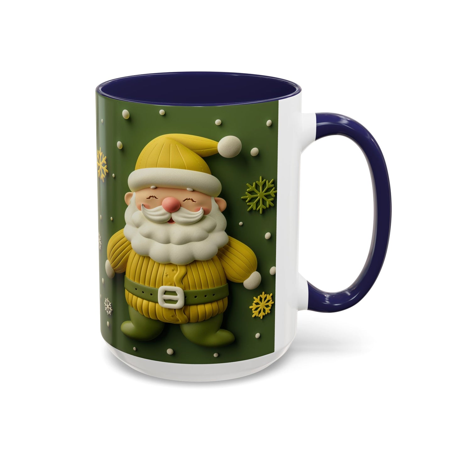 Yellow Santa Holiday Mug | Christmas Accent Coffee Mug (11,15oz)