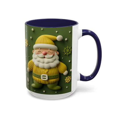 Yellow Santa Holiday Mug | Christmas Accent Coffee Mug (11,15oz)