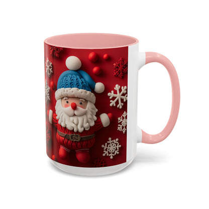 Santa Claus Pattern Mug | Red Snowflakes Christmas Coffee Cup