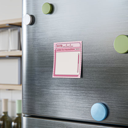 Pink Retro Desktop Sticky  Note Pad | Date Field, Notes to Remember
