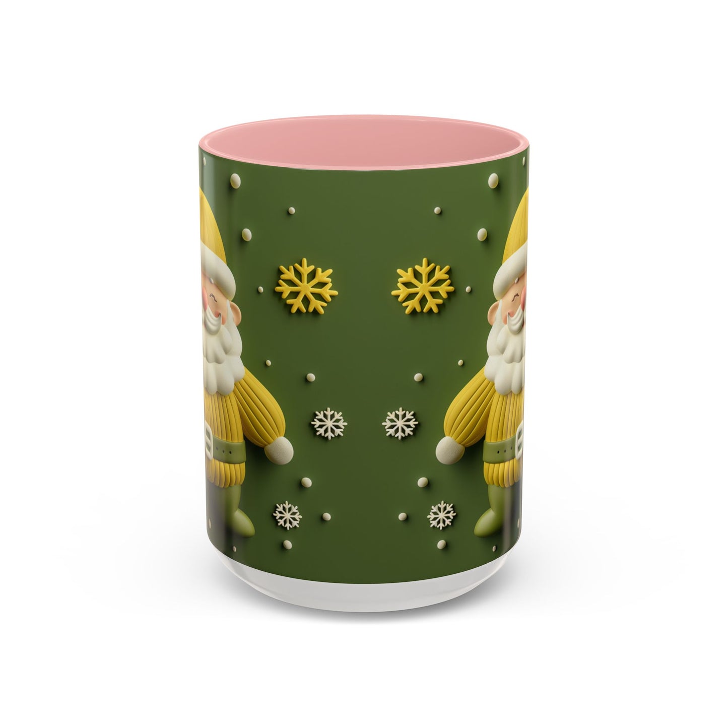 Yellow Santa Holiday Mug | Christmas Accent Coffee Mug (11,15oz)