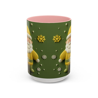Yellow Santa Holiday Mug | Christmas Accent Coffee Mug (11,15oz)