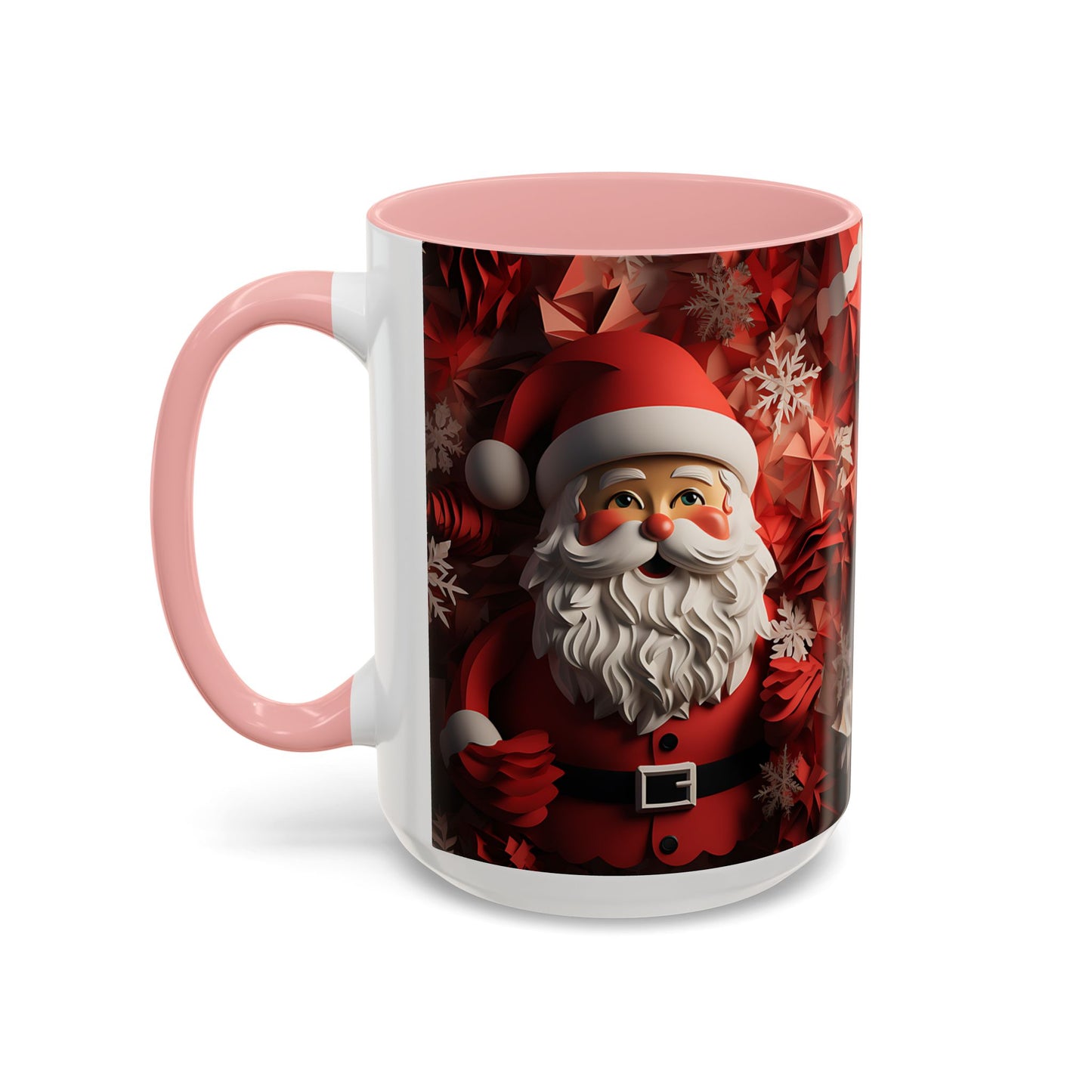 Santa Claus Mug | Christmas Santa Coffee Mug, Red Snowflake Holiday Ceramic