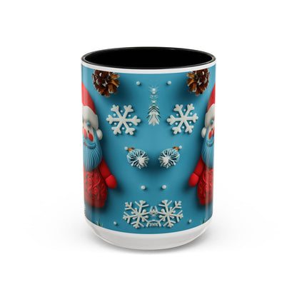 Blue Santa Claus Mug | Snowflakes Holiday Coffee Mug