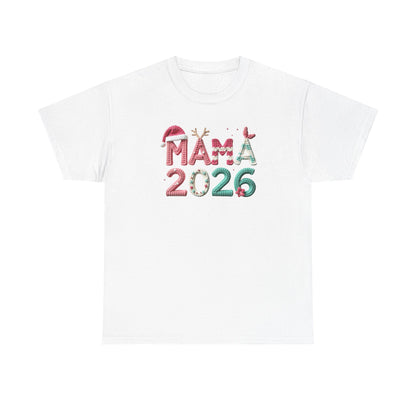 Mama 2026 Christmas Tee Festive Mama Pregnancy Announcement Shirt