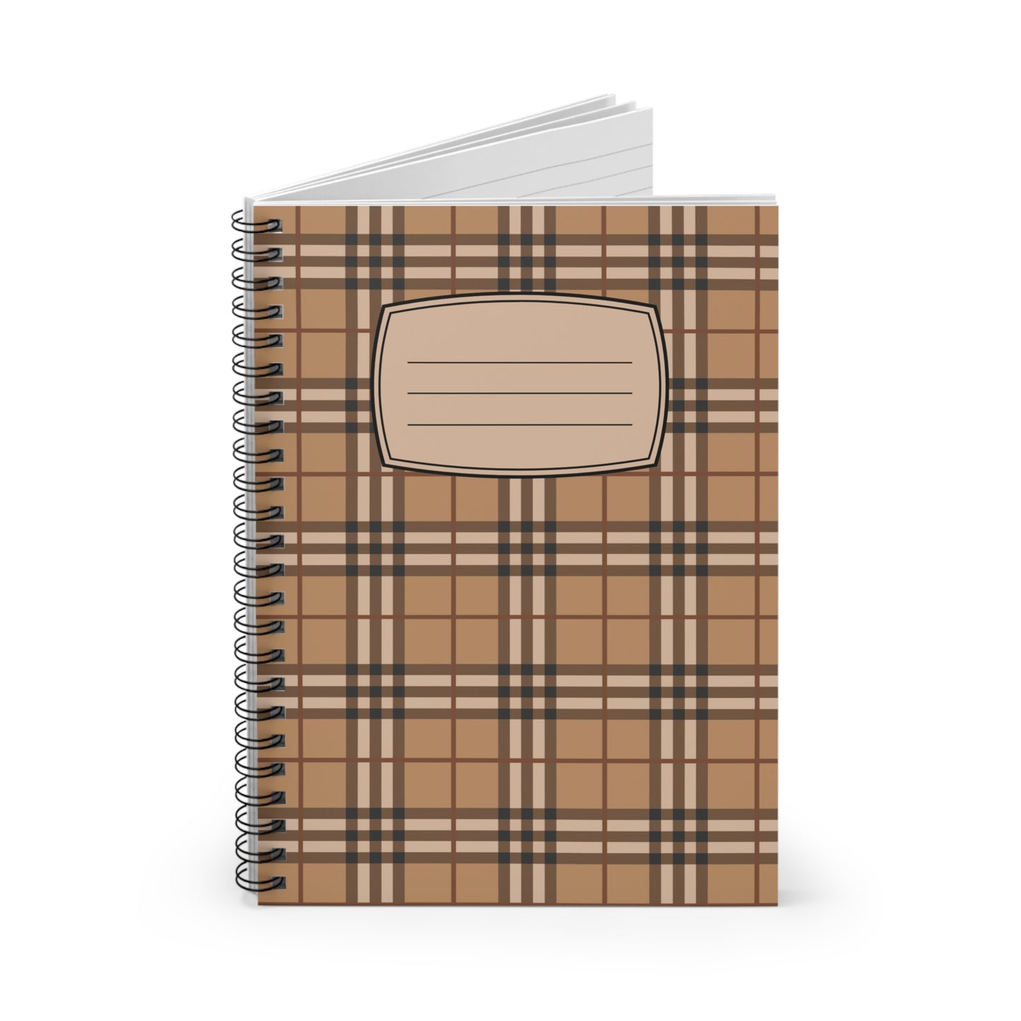 Brown Plaid Pattern Spiral Notebook | Ruled Journal