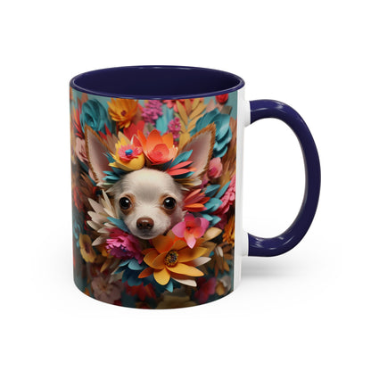 Chihuahua Floral Wreath Accent Coffee Mug — Colorful Pet Lover Gift (11/15oz)