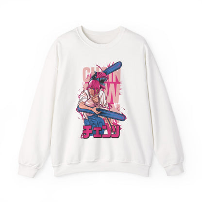 Cherry Anime Girl with Bat Crewneck Sweatshirt | Kawaii Japanese Text