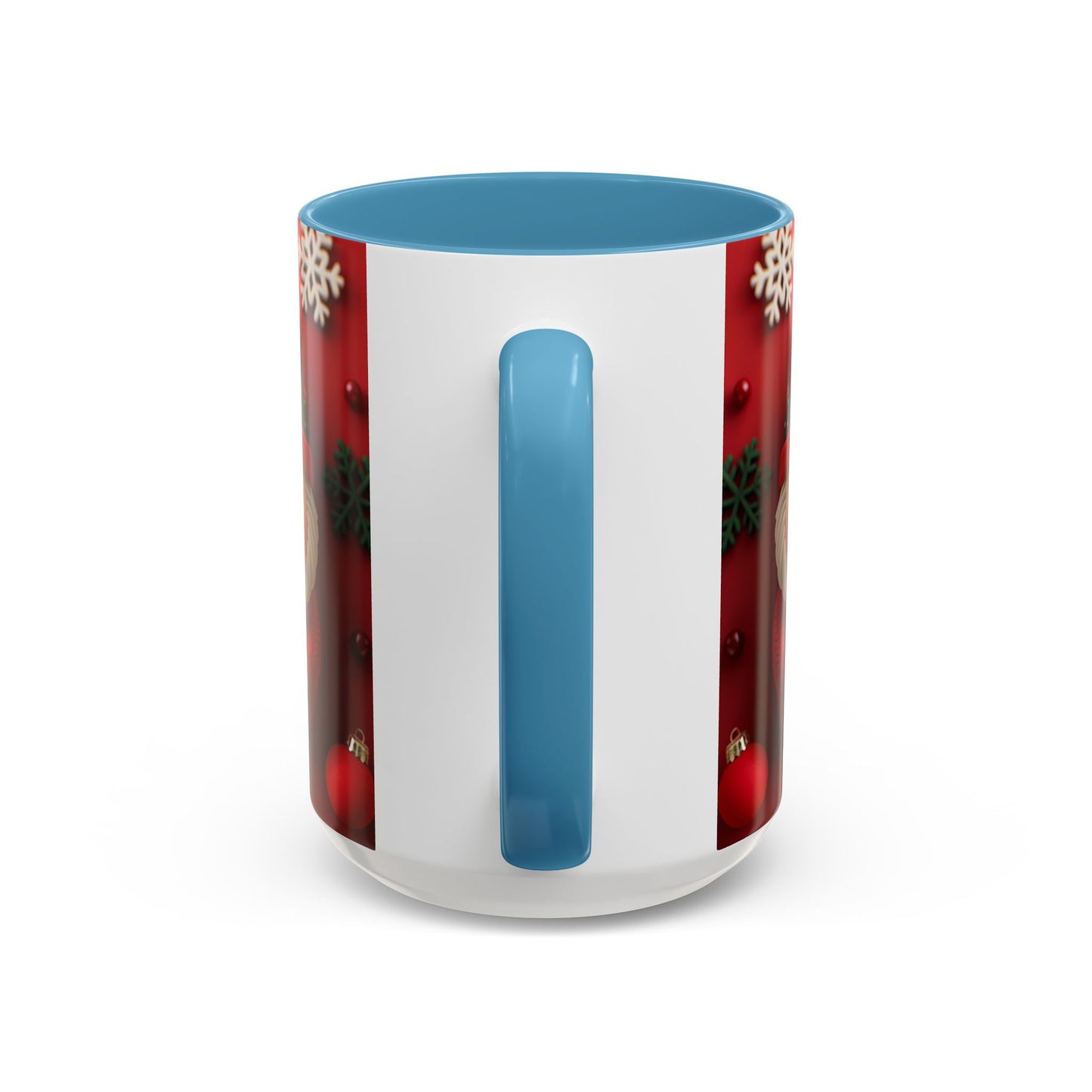 Cute Santa Pattern Accent Coffee Mug | Christmas Holiday Snowflakes