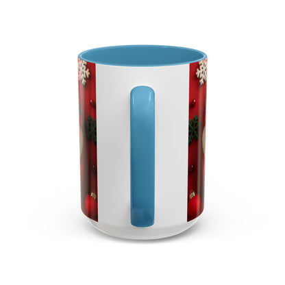 Cute Santa Pattern Accent Coffee Mug | Christmas Holiday Snowflakes