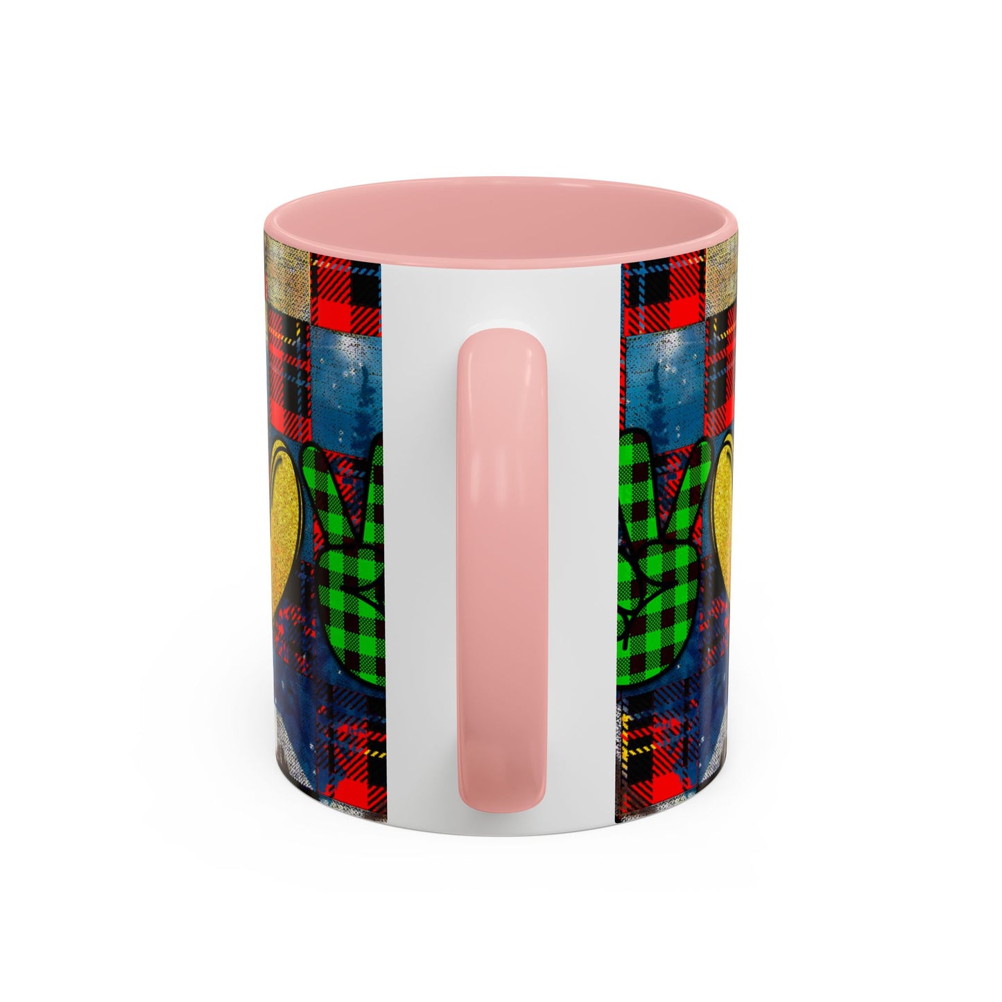 Plaid Christmas Trees Heart Mug | Accent Coffee Mug