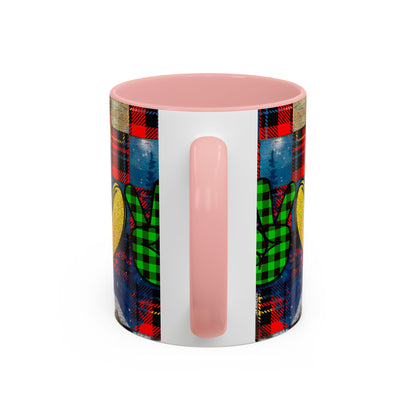 Plaid Christmas Trees Heart Mug | Accent Coffee Mug