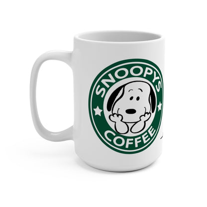 Coffee heartbeat mug | cartoon dog sipping coffee logo